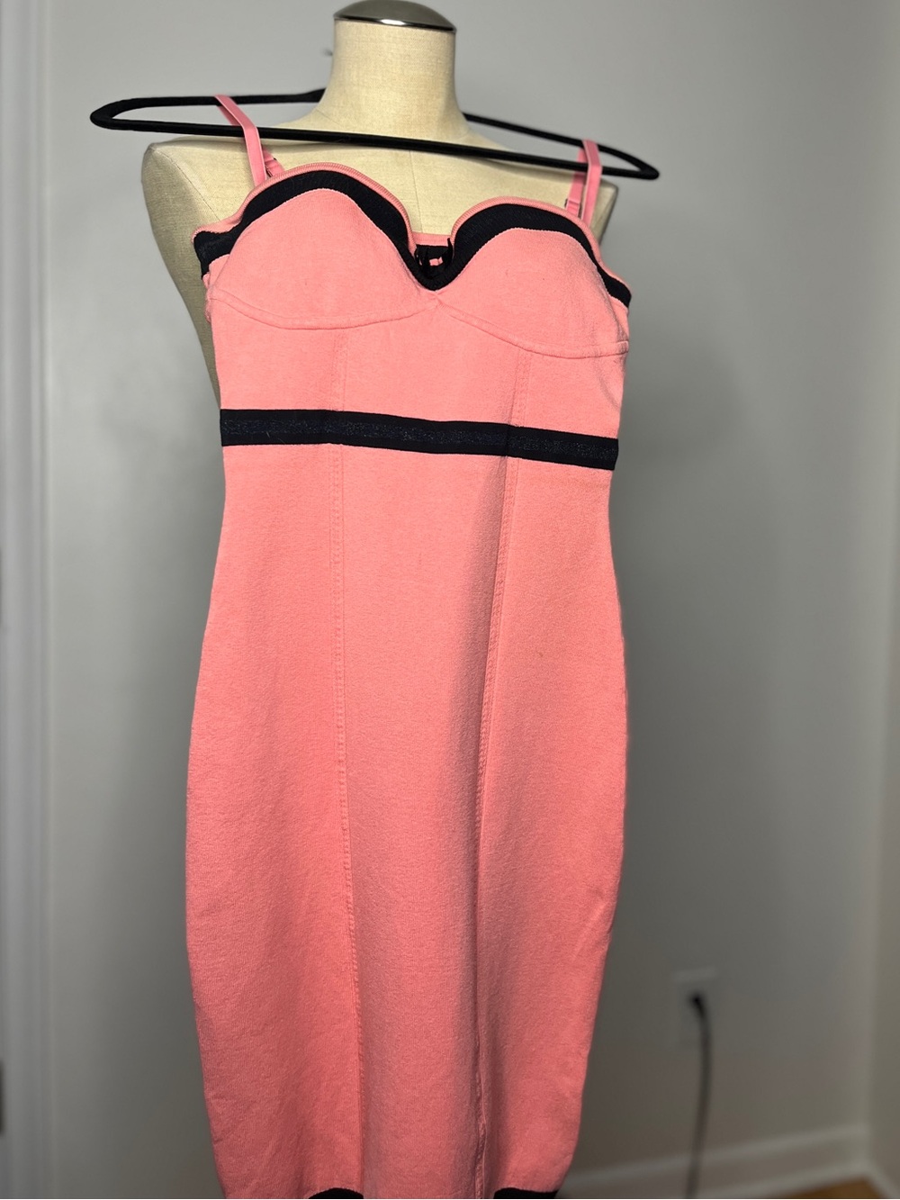 Marciano pink knit Midi Dress with Black Trim